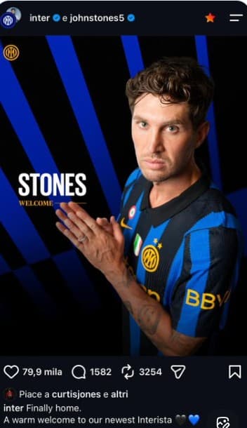 Jones reacts to Stones' Inter move amid transfer speculation