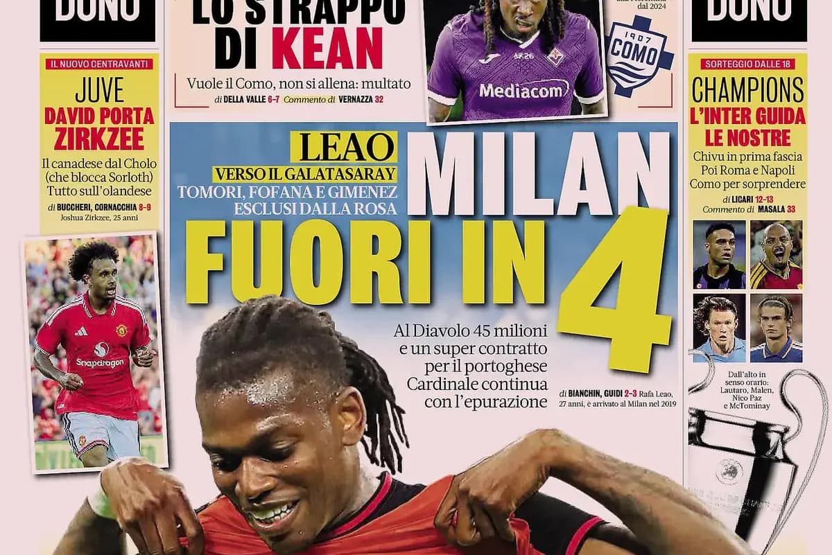 Italian Papers: Leao Exit Talk, Kean Rift, Champions League Draw