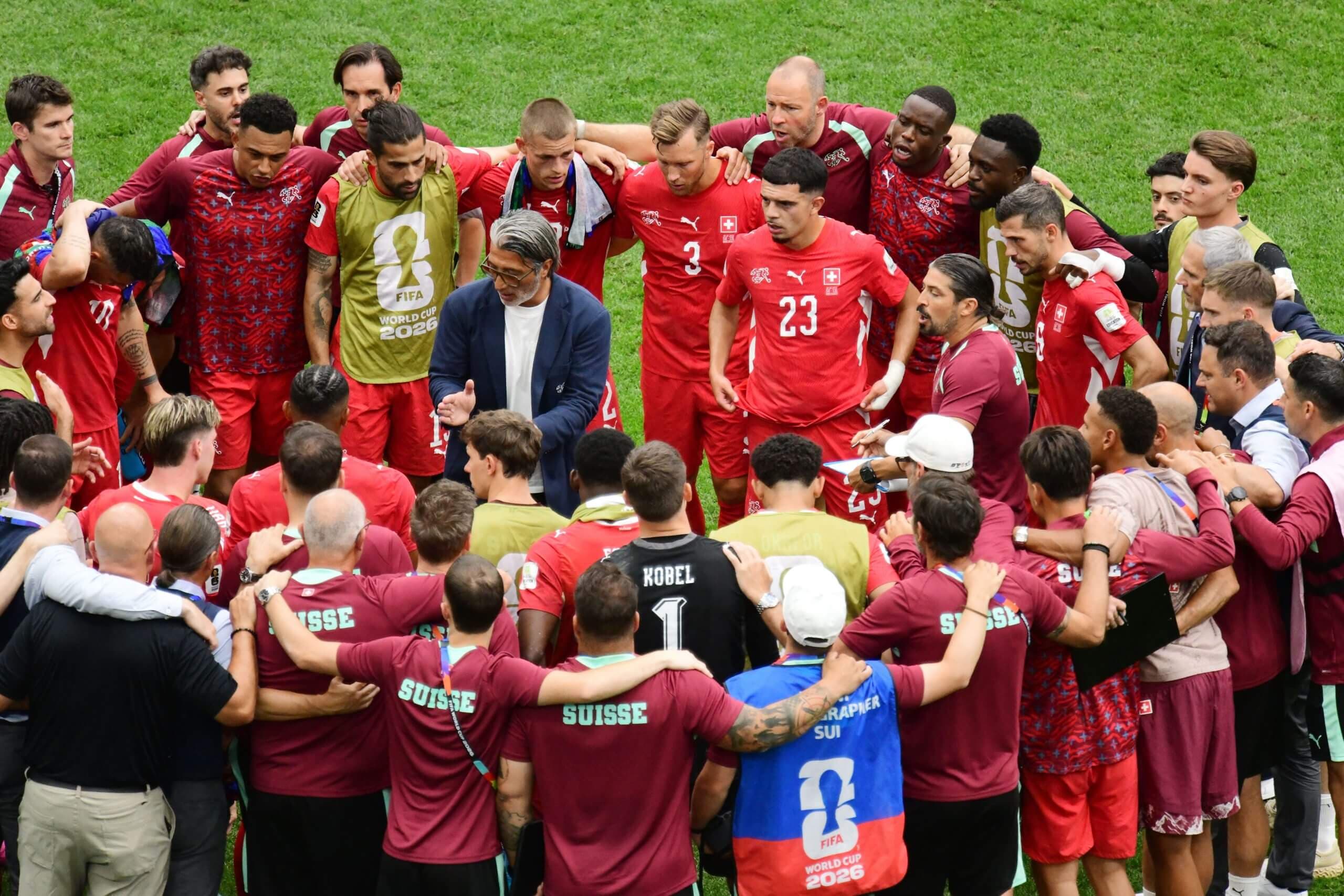 Switzerland's energised huddle the secret to their penalty shootout success against Colombia