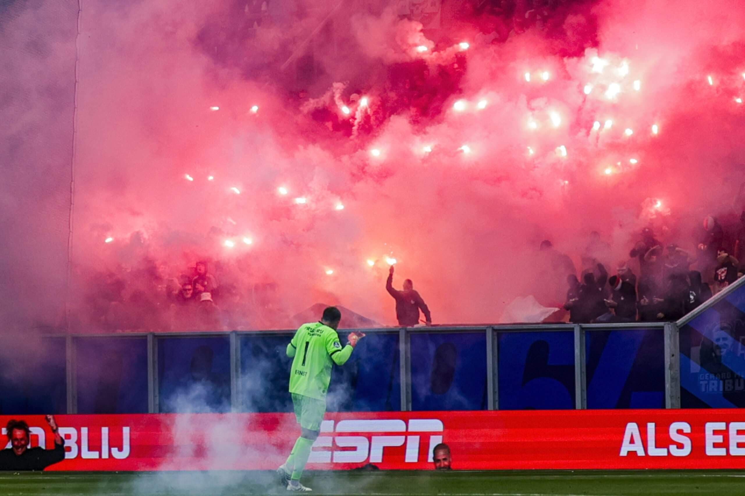 Feyenoord and Cambuur fans injured as fireworks thrown during Dutch Eredivisie match