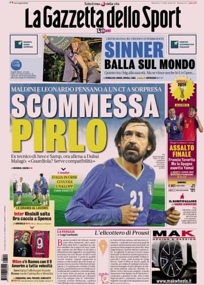 Italian Papers: Pirlo as Italy coach gamble, Roma push for Garnacho