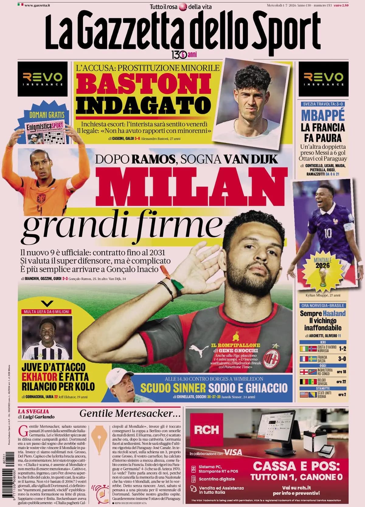 Italian Papers: Milan's Big Signings, Juventus Land Ekhator, Bastoni Investigation