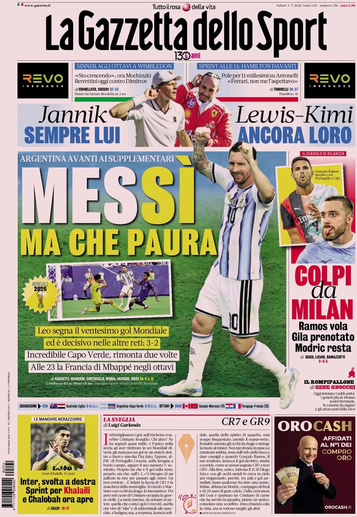 Today's Papers: Inter double deal, Milan hands on Gila, Messi magic