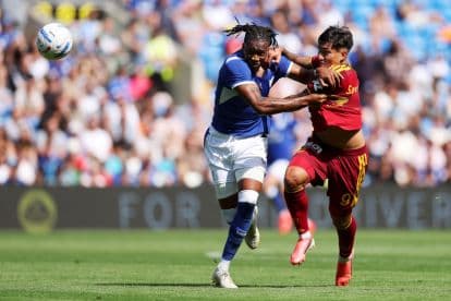 Roma players Dybala and Cristante trade shoves during 4-1 pre-season friendly defeat to Cardiff City