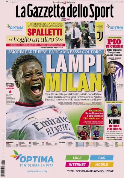 Italian Papers: Milan's flash of form, Spalletti's criticism of Kolo Muani