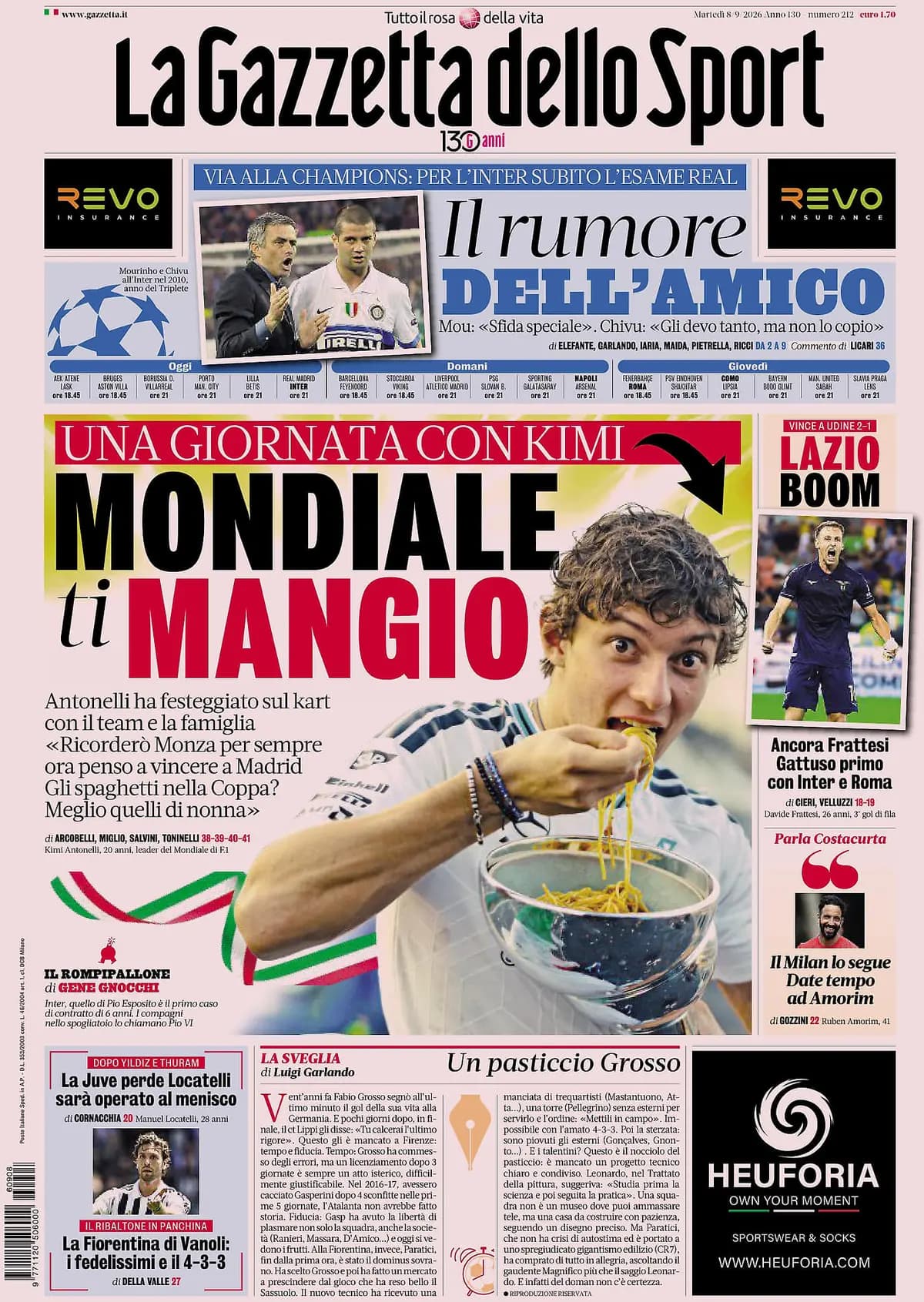 Italian Papers: Inter's Champions League Night, Juventus Lose Locatelli to Injury, Vanoli Returns