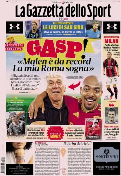 Today's Papers – Gasperini hopes for Malen's record, Milan focus on key renewals