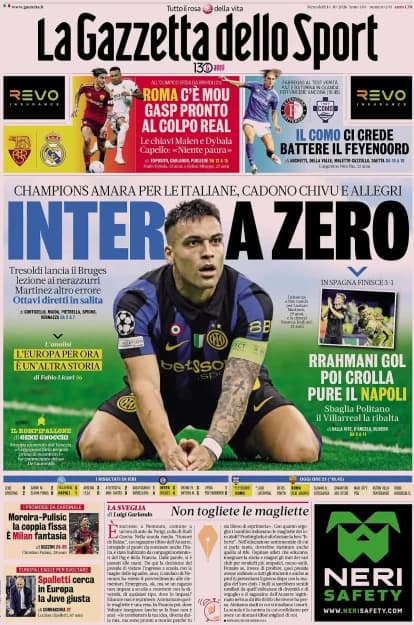 Today's Papers: Tresoldi stuns Inter, Allegri under pressure at Napoli