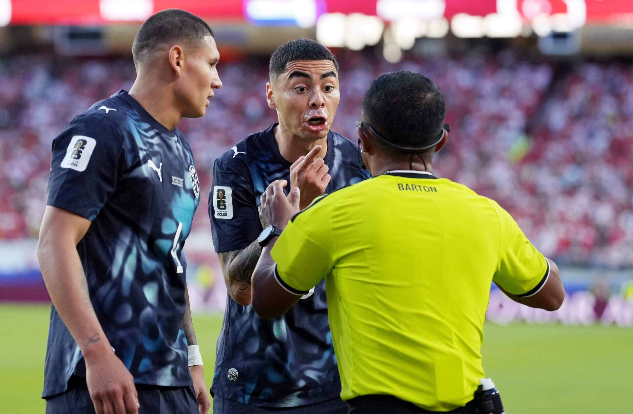 Paraguay's Miguel Almirón gets first-ever red card for covering mouth in confrontation