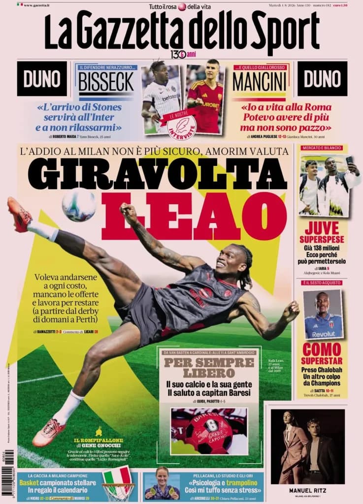 Italian Papers: Milan mourns Baresi, Leão U-turn and Inter close on Romero
